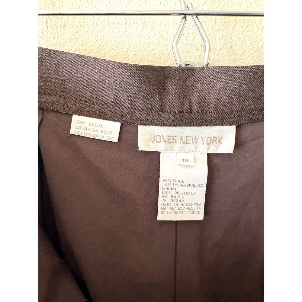 Vintage Jones New York Brown Wool Pleated High Rise Ankle Pants 16 Menswear Chic - Picture 4 of 5